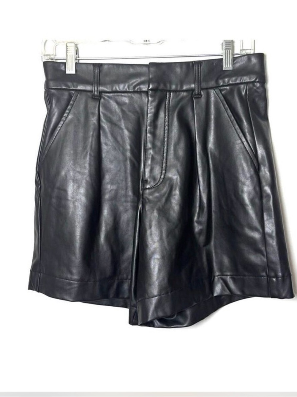Abercrombie & Fitch Black High-Waist Faux Leather Shorts